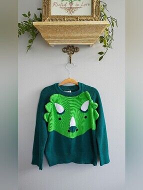 Cat&Jack Green Triceratops Sweater